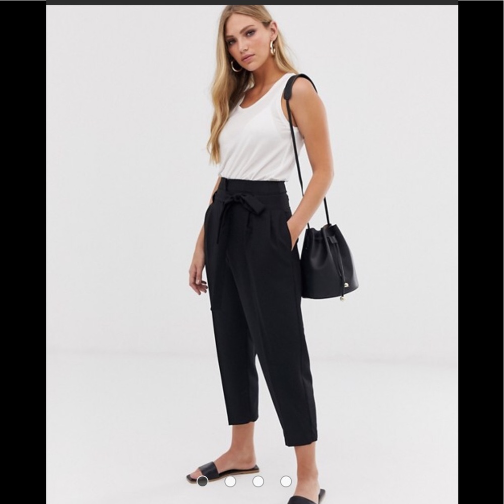 ASOS TAILORED TIE WAIST TAPERED ANKLE PANTS US 4
